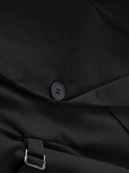 Stilfuld Blazer til Kvinder | Elegant Lang Blazer med Justerbart Taljebånd