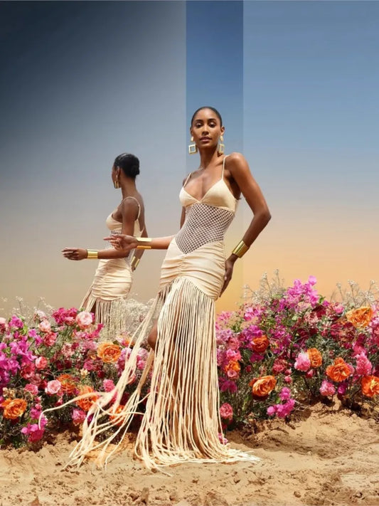 Tassel Hem Splicing Sling Dress | Bodycon Kjole til Kvinder