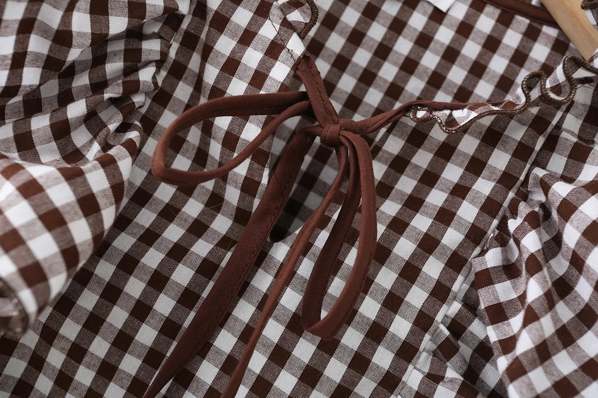 Plaid Lagdelt Bluse til Kvinder | Chic afslappet street top