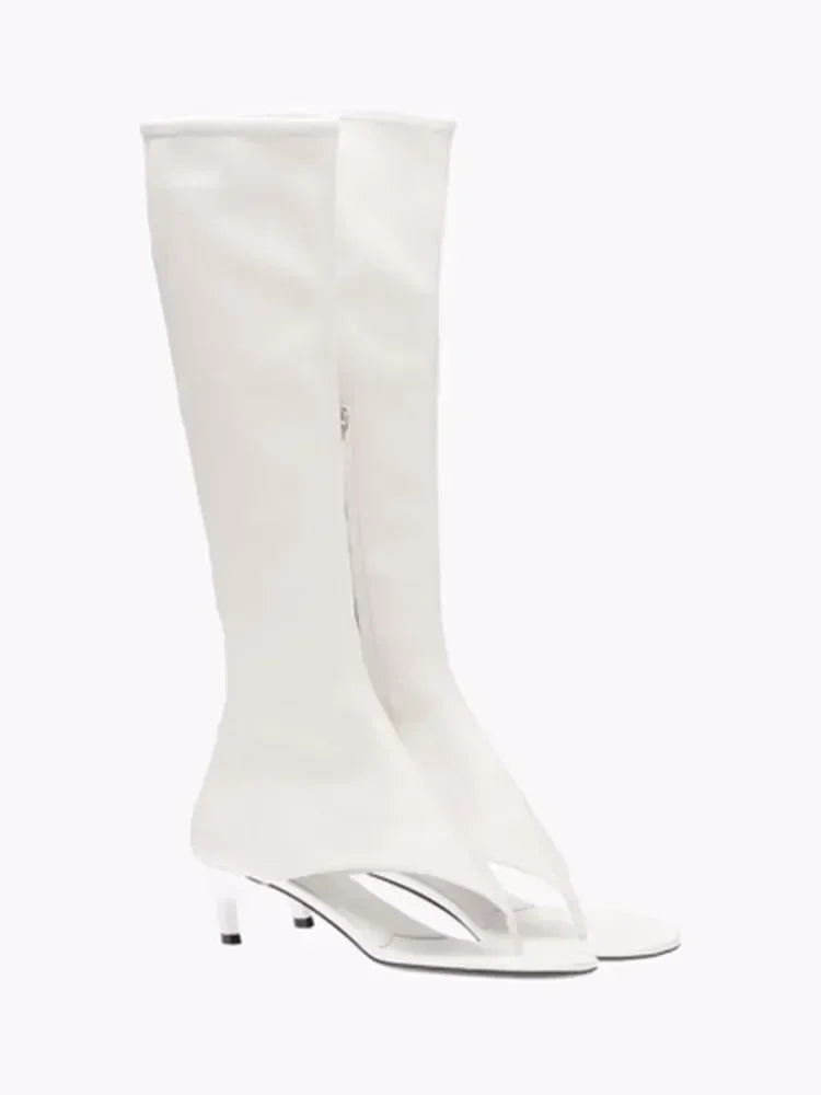 Knælange Dameboots Med Split-tå Og Slank Hæl