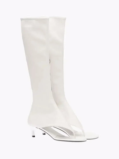 Knælange Dameboots Med Split-tå Og Slank Hæl