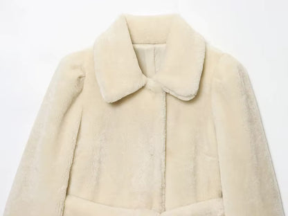 Elegant pelsfrakke med bælte | Blød og varm faux fur vinterjakke