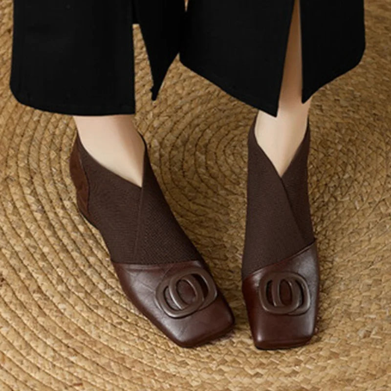 Ankelstøvler til kvinder med firkantet snude og komfortabel mellemhæl