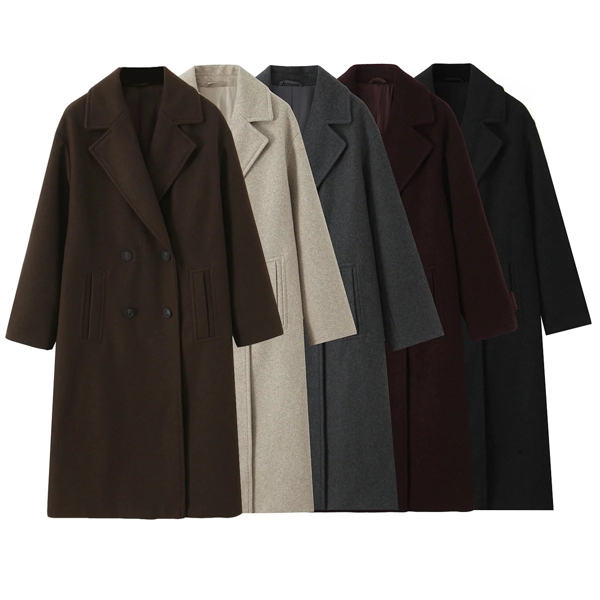 Elegant lang frakke med klassisk snit og stilren silhuet