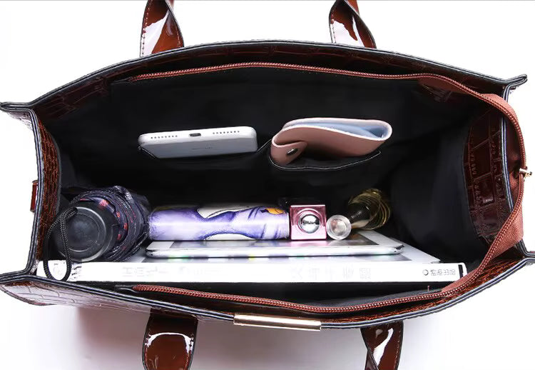 Elegant håndtaske med præget struktur | Rummelig tote til kvinder | Klassisk forretningstaske