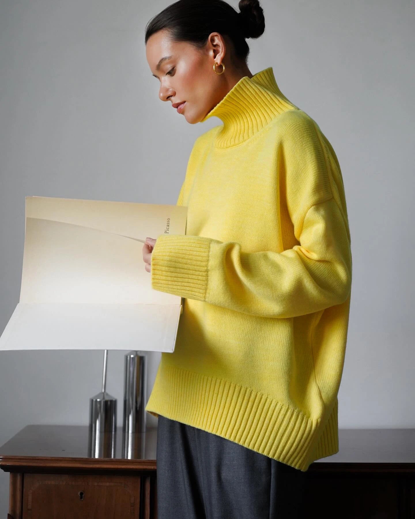 Kvinders striktrøje med høj krave | Oversized pasform | Blød & varm kvalitet