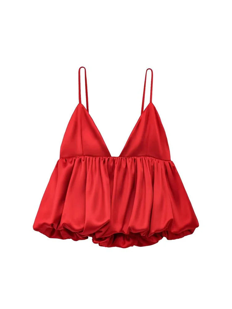 Stropløs top til kvinder med let bouffant-form og åben ryg