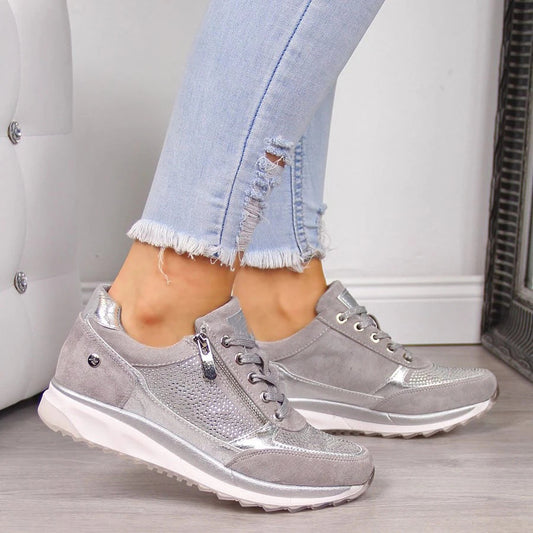 Smarte Metallic Sneakers til Kvinder | Komfortable Modesko med Lynlås