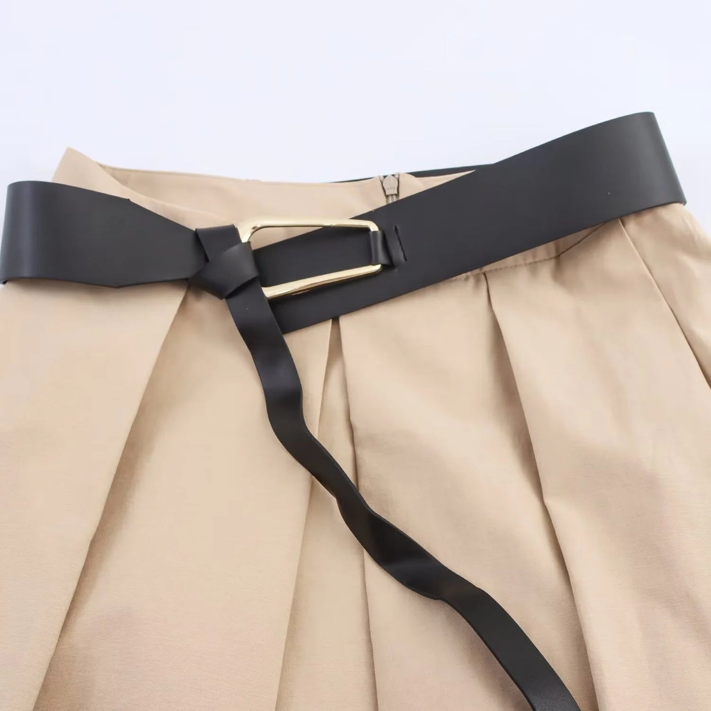 Elegant midi A-line nederdel med bælte til kvinder