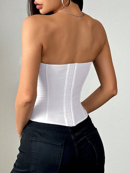 Stropløs korset top til kvinder | Skjorteinspireret design