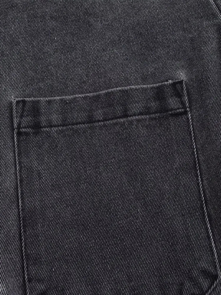 Casual todelt denimlook | Top med krave og højtaljede bukser til kvinder