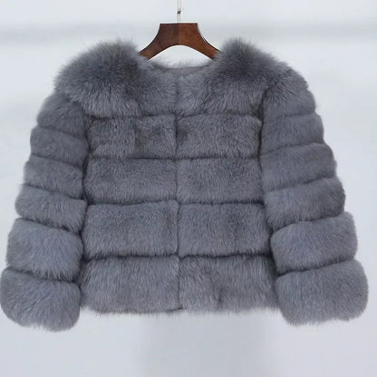 Kort faux fur jakke til kvinder | Varm vinterjakke | Elegant luksusdesign