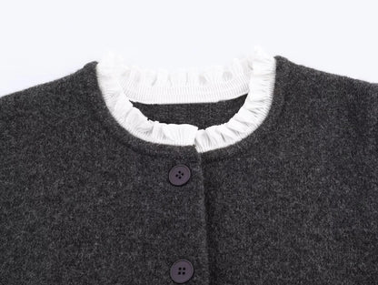 Cardigan til kvinder | Strikket design | Poplin-detaljer og rund hals