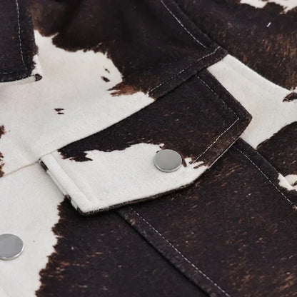 Kort jakke til kvinder | Trendy cow-print design | Langærmet og struktureret pasform