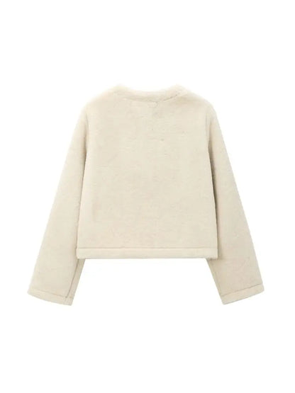 Kvinders faux fur jakke | Blød og varm teddyjakke | Kort model med frontlukning