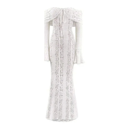 Elegant off-shoulder aftenkjole til kvinder | Feminint og luksuriøst udtryk