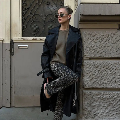 Dame Jeans med Leopardmønster | Løs Pasform | Høj Talje | Vintage Streetwear Stil