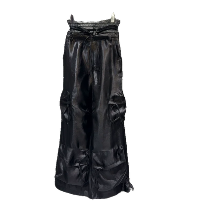 Elegant Casual Cargo Bukser Med Snøre- Og Blondekant