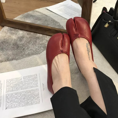 Flade loafers til kvinder | Split-tå | Elegant slip-on sko med sløjfedetalje