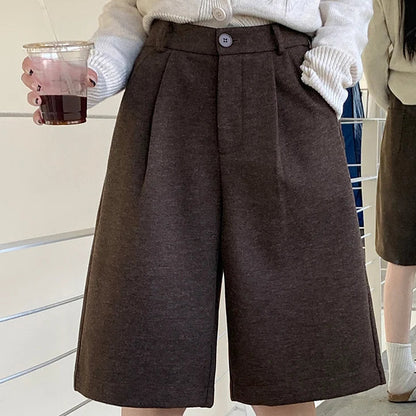 Elegante Vide Shorts Med Høj Talje Og Uldlook