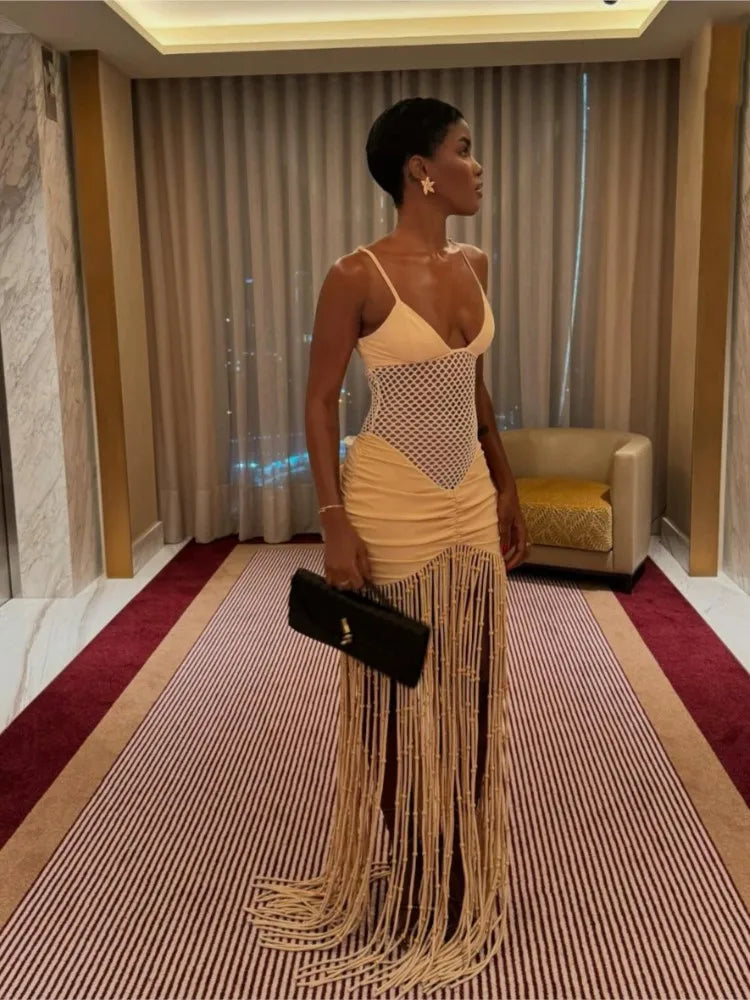 Tassel Hem Splicing Sling Dress | Bodycon Kjole til Kvinder