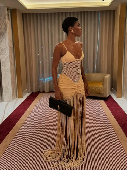 Tassel Hem Splicing Sling Dress | Bodycon Kjole til Kvinder