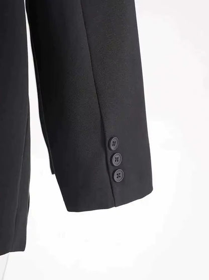 Stilfuld Blazer til Kvinder | Elegant Lang Blazer med Justerbart Taljebånd