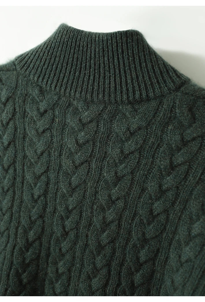 Dame sweater| Knaplukning | Klassisk kabelstrik