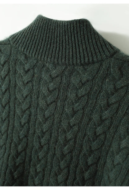 Dame sweater| Knaplukning | Klassisk kabelstrik