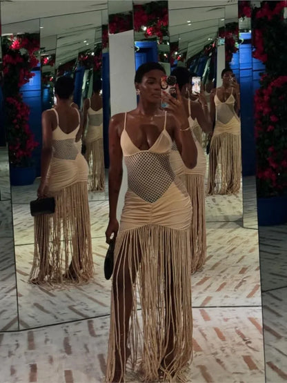 Tassel Hem Splicing Sling Dress | Bodycon Kjole til Kvinder