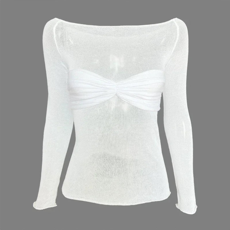 Kvinders off-shoulder mesh top | Figursyet | Elegant & moderne design