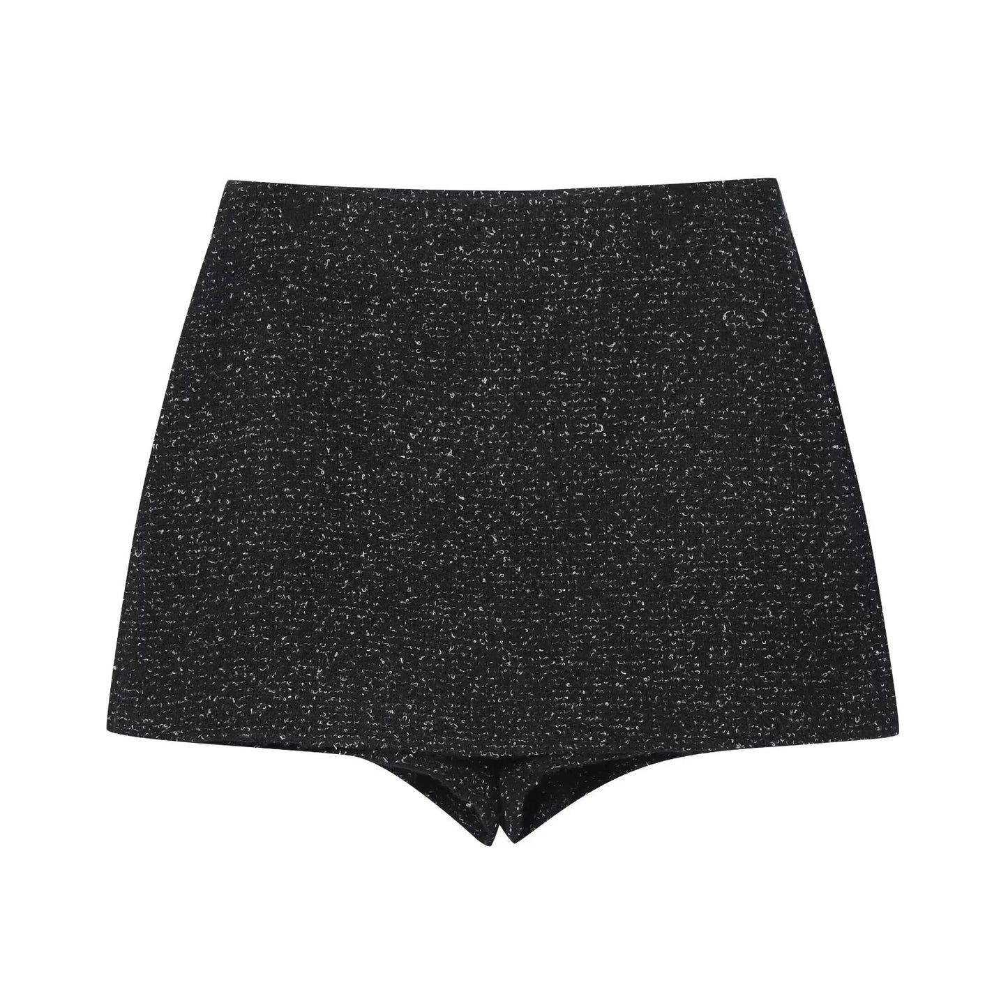 Sparkle-tweed inspireret todelt sæt | Peplumjakke med bælte | Teksturshorts