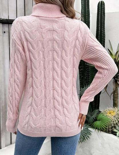 Elegant Kabelstrik-rullekrave Til Kvinder