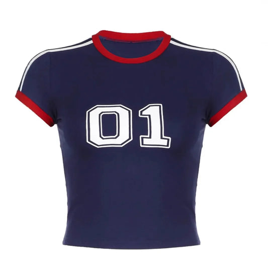 Kortærmet T-shirt til kvinder | Sporty farveblok design