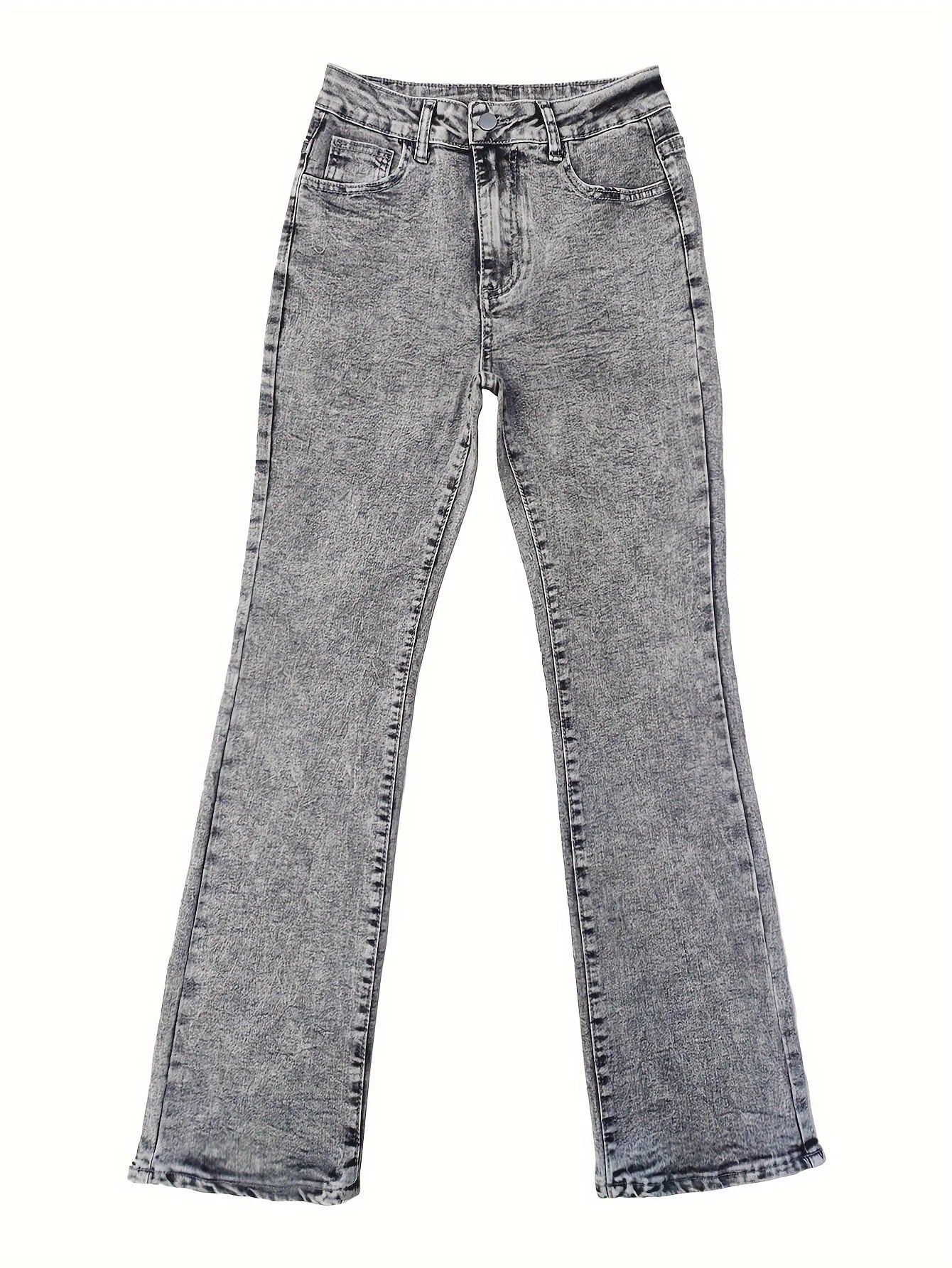 Dame jeans i grå denim | Lav talje | Slim fit bootcut i Y2K-stil