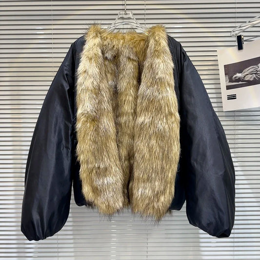 Kort Jakke med Fuskepels | Varm & Trendy | Perfekt til Vinter