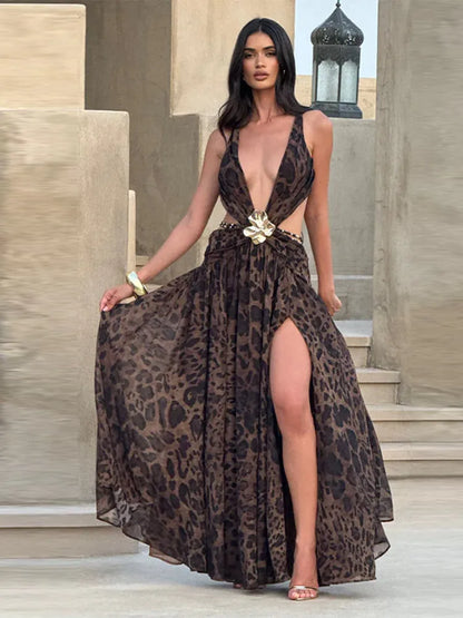 Maxi kjole med patchwork og halterneck | Elegant og feminin silhuet