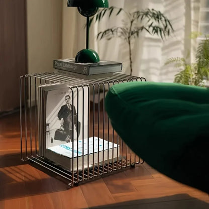 Geometrisk Metal Skammel med Åben Opbevaringsfunktion | Stilfuldt og Funktionelt Design