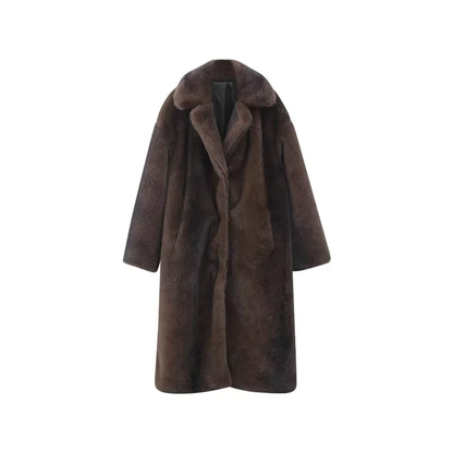 Lang Damejakke i Kunstpels | Luksuriøs Komfort | Elegant & Tidløst Design til Vinter