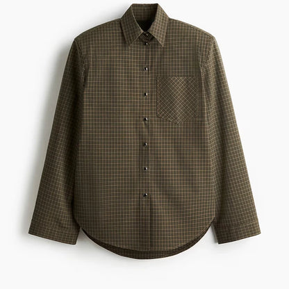 Kvinders ternet skjorte | Klassisk krave | Løs pasform