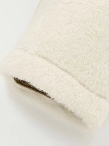 Kvinders faux fur jakke | Blød og varm teddyjakke | Kort model med frontlukning