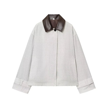 Kvinders kort jakke | Ternet design | Dekorativ krave & moderne pasform