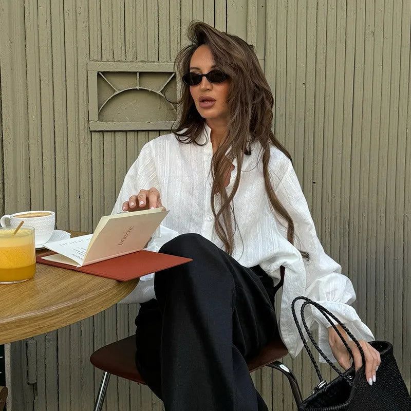 Oversize Damebluse | Langærmet | Basic Top | Casual Chic