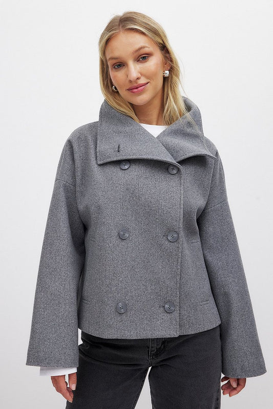 Dame Jakke | Kort | Uldblanding | Dubbelknappet Design