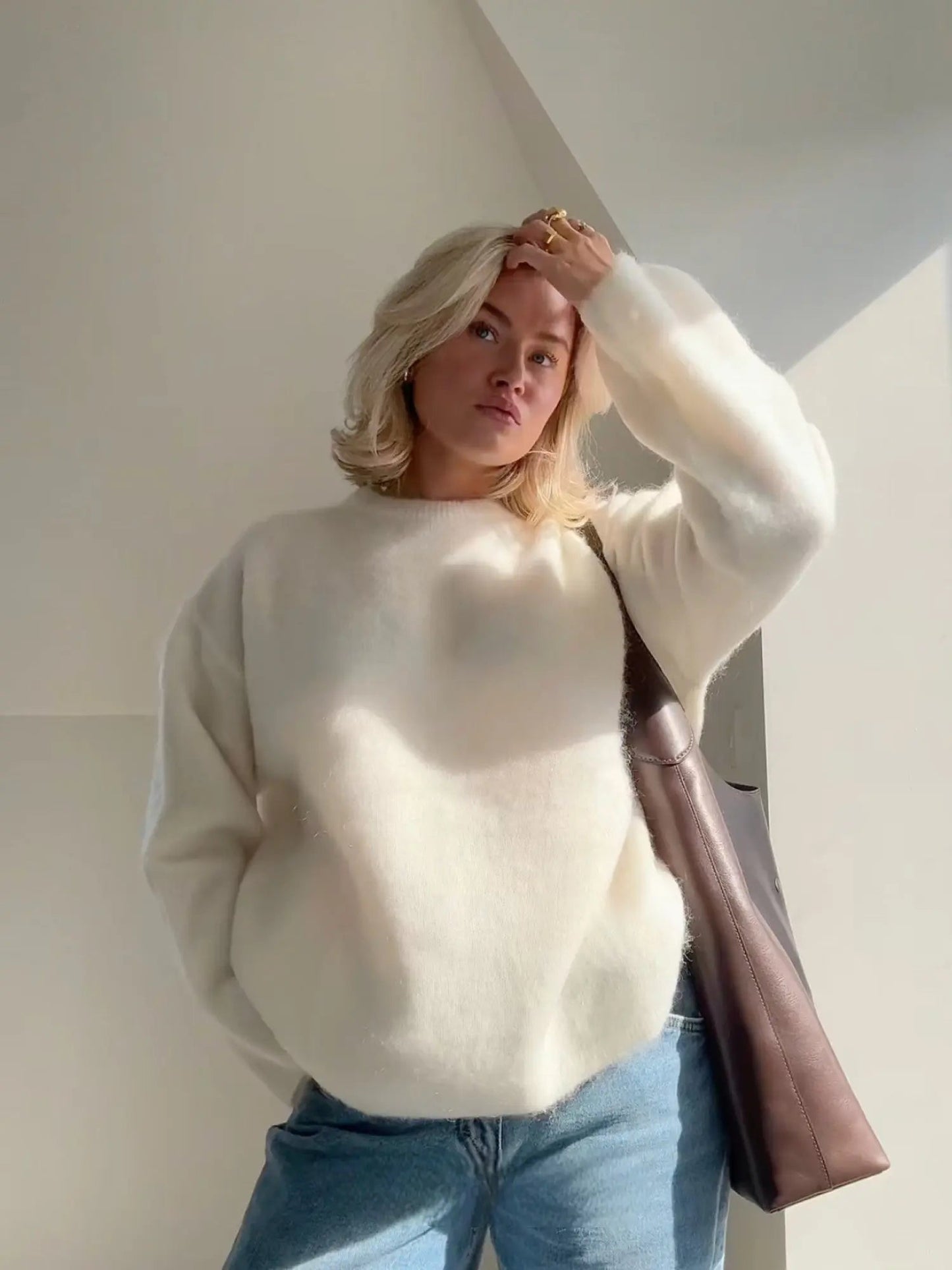 Blød mohairpullover til kvinder | Let luksusstrik | Varm og elegant pasform