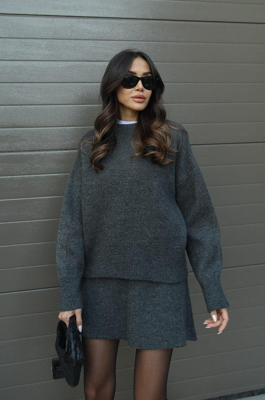 Elegant Strikket Sæt til Kvinder | Aïda To-delt Outfit med Top og Nederdel