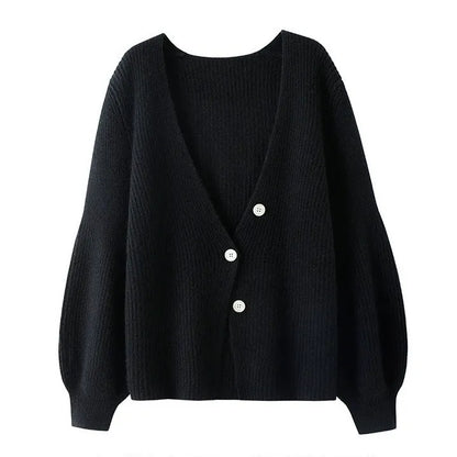Dame Cardigan | Ribstrikket | Blød Akrylblanding | V-Hals