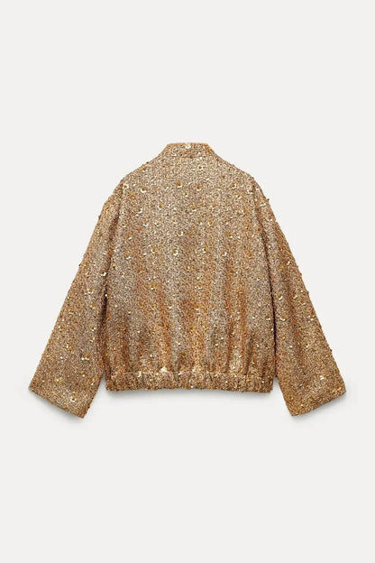 Kvinders bomberjakke med pailletter | Glamorøst design | Komfortabel pasform
