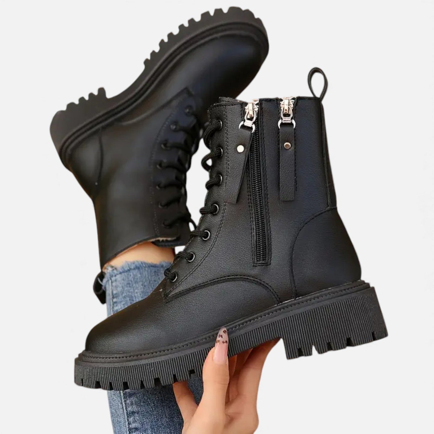 Ankelstøvler til Kvinder | Chunky Plateau Sål | Snørelukning | Robust Design