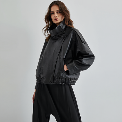 Dame bikerjakke | Oversized design med struktureret look